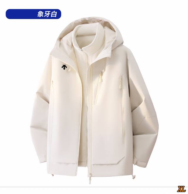 Descente迪桑特 独家实拍上新冬季高品质运动户外三合一冲锋衣男女可脱卸摇粒绒内胆加厚可拆卸防水春秋情侣夹克两件套登山服，本季主打，货源充足，放心主推，高端