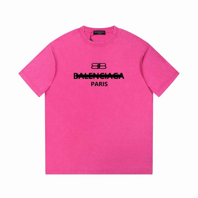 Balenciaga巴黎世家字母印花短袖 DDD -采用双纱纯棉270G，重工洗水做旧工艺面，不缩水不退色。手感舒服，质感超强全套辅料.潮男潮女必备经典落肩微阔