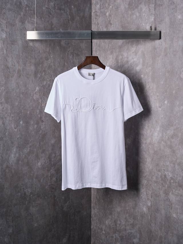 实物挂拍 Dior 迪奥 Cd Ribbon标志缎带刺绣圆领短袖T恤 DDD 现货 Xs S M L DDD 面料：24S特纺紧密棉面料；185G DDD 罗纹