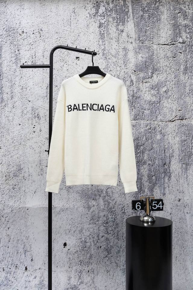 Balenciaga巴黎世家26Ss新款秋冬经典字母Logo圆领套头针织毛衣 DDD 全套定制辅料，细节决定成败，Os版型，对照官网，每一处细节我们都没有马虎
