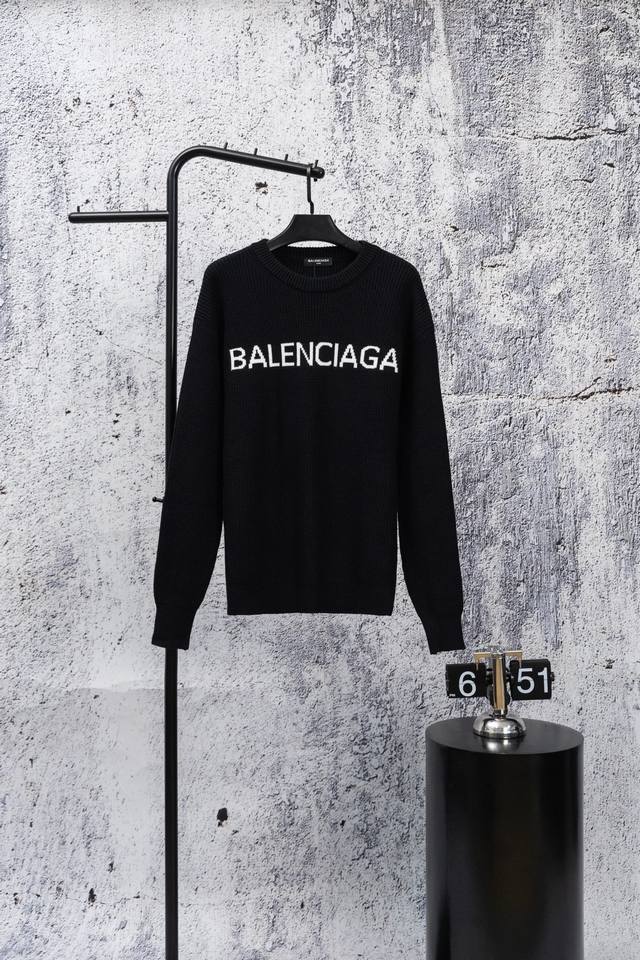 Balenciaga巴黎世家26Ss新款秋冬经典字母Logo圆领套头针织毛衣 DDD 全套定制辅料，细节决定成败，Os版型，对照官网，每一处细节我们都没有马虎