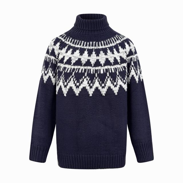 Cd 26Ss 费尔岛花纹提花高领毛衣 DDD 原版18,000购入开发，面料采用定织雅绒蓝白绵羊毛针织锦 质感十足 厚重扎实 每一寸纤维都蕴含着沉甸甸的暖意