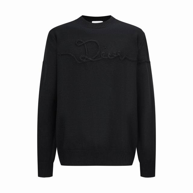 Cd 26Ss 机缝线绣标识圆领毛衣 黑色 DDD 原版16,000购入开发，面料采用50%羊毛，50%棉纱。胸口徽标采用正7针进口机织出，大小尺寸按原版1：1