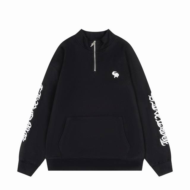 款号：Y145 DDD 克罗心梵文字母刺绣半拉链套头卫衣 DDD 官网Zp对版新款经典纯棉卫衣 DDD 面料：420克32支纯棉毛圈面料 DDD 螺纹加密同缸同