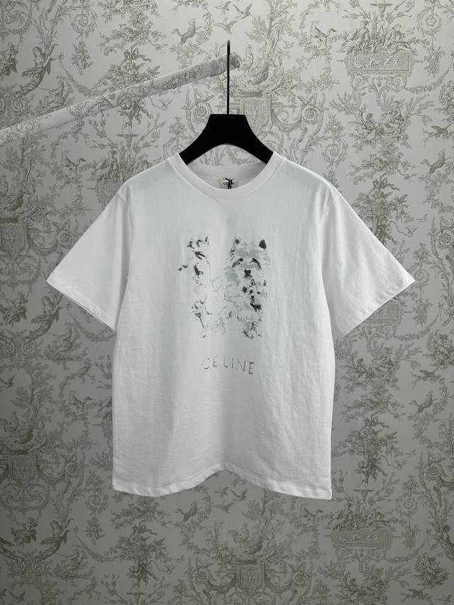 赛琳 25Ss新款宽松T恤100%棉Celine印花超大版型圆领衣领饰有罗纹饰边 DDD 码数：S.M.L.Xl. DDD 温馨提示：女款只换码 DDD