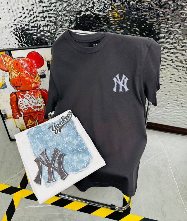 Mlb DDD 高版本Mlb春夏新款Ny牛仔布印花休闲宽松情侣款短袖T恤 DDD 面料：采用40织双纱280克面料，原版1:1高克重，纯棉螺纹领口，宽松版型，做