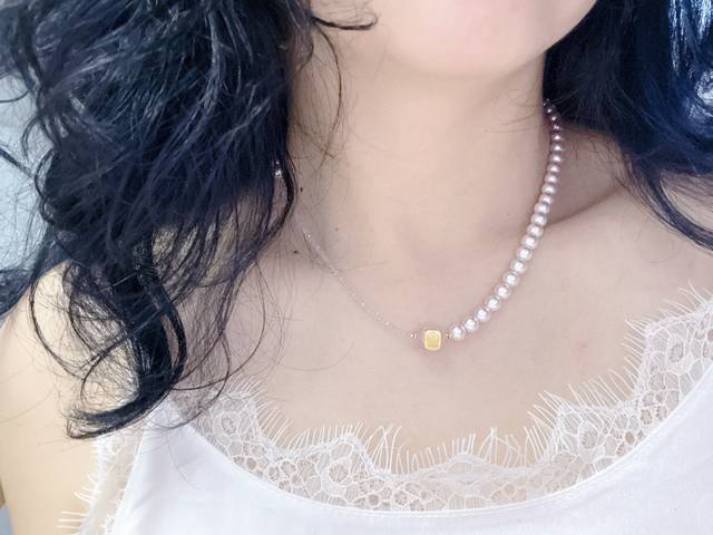 特价 元 中国黄金方糖项链 女人戴上珍珠果然都会瞬间温柔深爱如爱，爱如明珠！ DDD 万里挑一，唯有珍珠真的是波光粼 粼，真的出门聚会上班都一直戴一直戴！百搭实