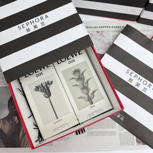 单支带礼盒 一对带礼盒 丝芙兰专柜礼盒越南版本罗意威事后系列香水 丝芙兰七夕礼盒来喽～礼盒手提袋拉菲草打包盒 DDD Loewe001罗意威事后清晨香水女士浓香