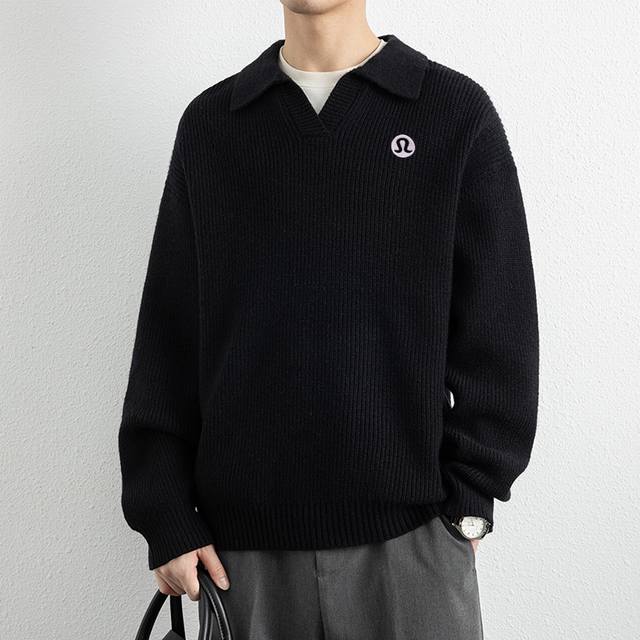 Lululemon 露露 翻领毛衣套头针织衫 官网亨利领毛衣， 男女同款 情侣款打底衫，Ins小红书教你搭配上身，新品首发卫衣，版型宽松，修饰脸型且舒适有型，近