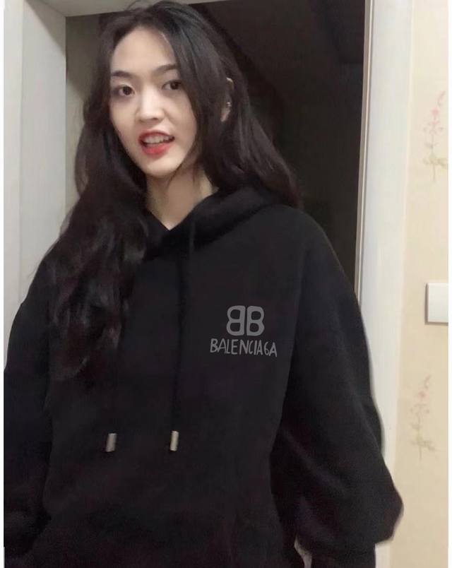 银狐绒加厚 DDD Balenciaga巴黎世家Bb涂鸦冬季加绒加厚连帽卫衣 DDD 高端冬季加绒卫衣系列 DDD 甄选530G银狐绒加厚面料 区别市场便宜货2