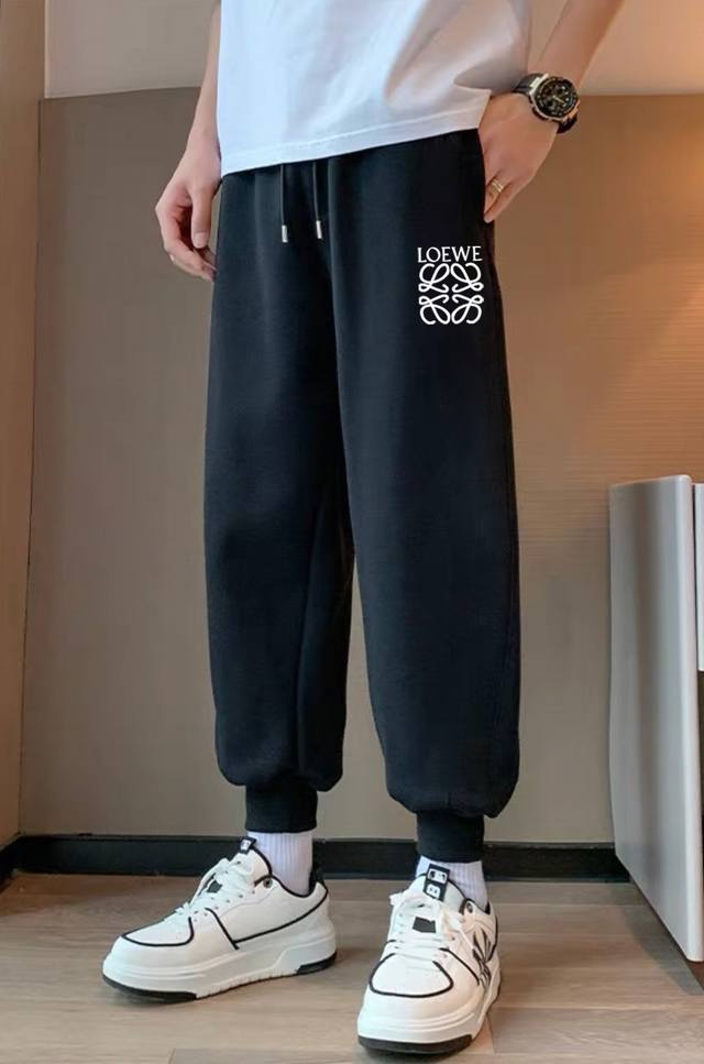 银狐绒加厚 DDD Loewe 罗意威经典小标冬季超百搭运动加绒加厚卫裤束脚裤休闲裤 DDD ｜无敌版型｜｜男女同款｜ DDD 甄选软糯510G银狐绒加厚面料