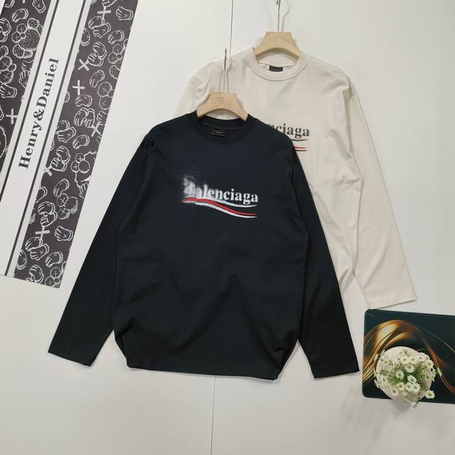 尺码Xs-L 爆款推荐 DDD Balenciaga 巴黎世家 Ss 经典可乐海浪涂鸦印花长袖T恤 DDD 本市场No.1的质量 真正天花板品质 DDD 全部原