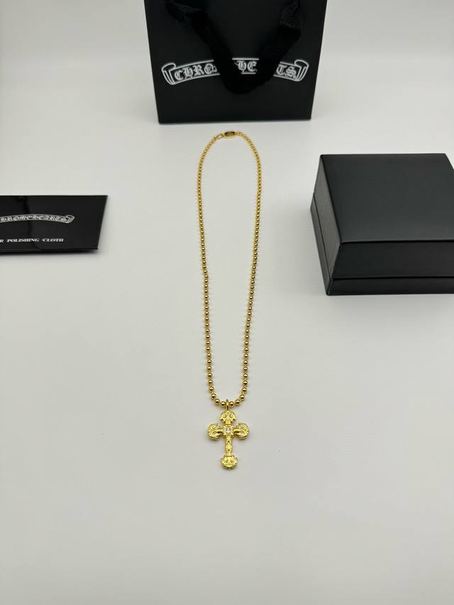 Chrome Hearts克罗心金色火焰十字架项链 配全套包装 DDD 区别市场普通轻版 对版对标品质 看字印细节 复古做旧灰氧程度.精工版本！ DDD 送礼好
