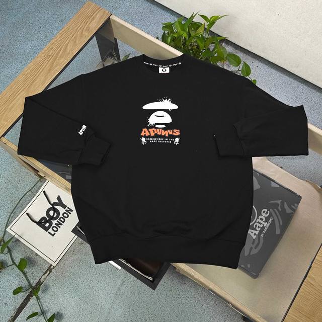 款号：A0312 高版本 DDD 2026新款Aape经典猿人字母图案Logo印花休闲情侣圆领毛圈卫衣，经典款秋冬猿人，经典永远不会过时、人手必备款，秋冬推荐新