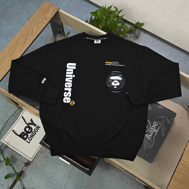 款号：A0465 高版本 DDD 2026新款Aape经典猿颜图案Logo字母印花休闲情侣圆领毛圈卫衣，经典款秋冬猿人，经典永远不会过时、人手必备款，秋冬推荐新