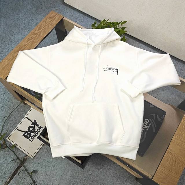 款号：Xb133 高品质 DDD 2025新款Stussy斯图西水银字母图案Logo印花休闲情侣连帽加绒卫衣，经典永远不会过时、人手必备款，380G纯棉加绒面料