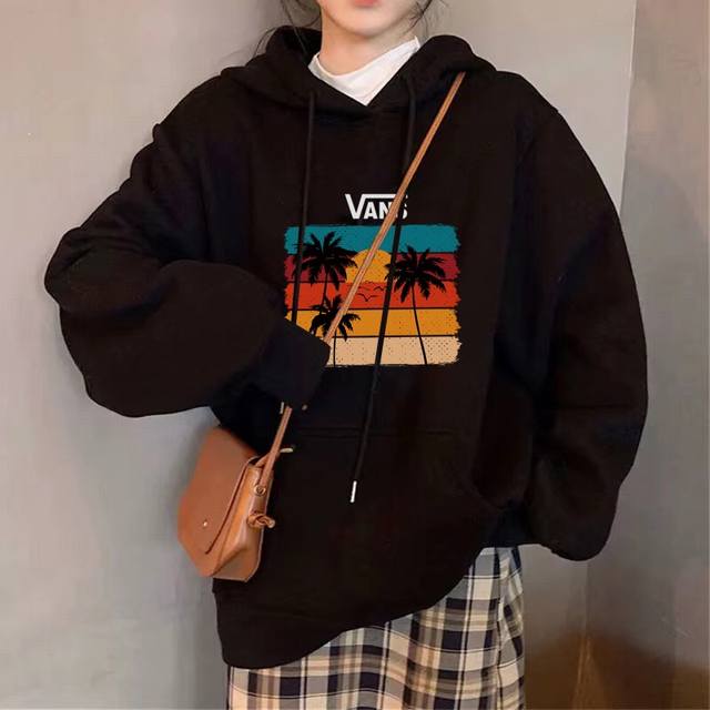 银狐绒加厚 DDD Vans 万斯落日丽景冬季加绒加厚连帽卫衣 DDD 高端冬季加绒卫衣系列 DDD 甄选530G银狐绒加厚面料 区别市场便宜货200G低廉单薄