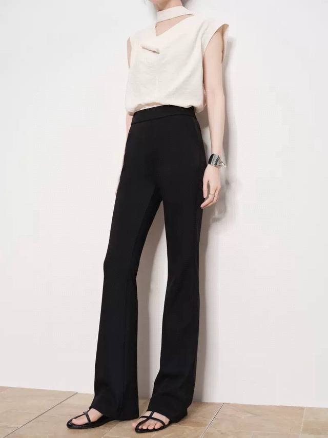 2650春季新款超模腿！黑绷带锦纶微喇裤气质高腰修身显瘦百搭休闲裤，马蹄裤黑绷带微喇裤高弹朱弟锦纶高腰裤 DDD 这条神裤我能穿一整个春天 DDD 高腰微喇版型