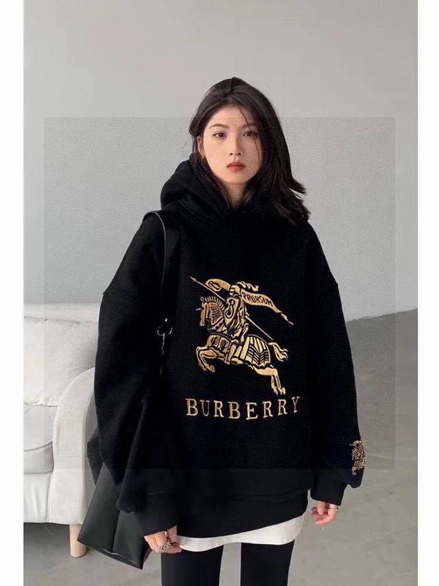 特价 DDD 秋冬新款Burberry 巴宝莉战马经典刺绣大版卫衣复合牛奶丝 DDD 连帽外套 这款太爆了 面料定织定染了好久 原版对色出货 胸前浆料印花工艺