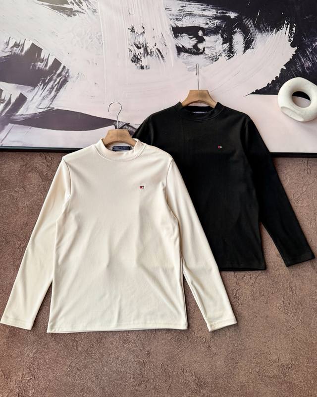 上新 DDD Tommy 汤米经典纯色专柜男女同款薄抓绒长袖T恤春秋冬刺绣宽松圆领上衣 DDD 官网在售款 DDD 双面磨毛+阳离子锁温！ DDD 德绒双面磨毛