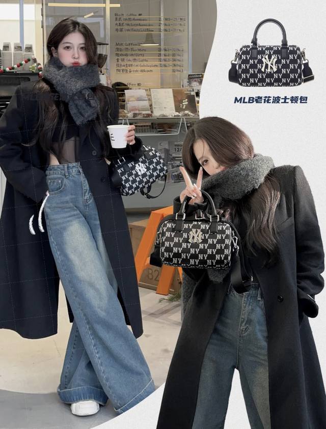 上新 代购高版本 DDD Mlb 专柜新款波士顿包老花帆布枕头包手拎包 复古感满满 最近爆火的一款单肩包 斜挎包 非常好搭配的一款包包 容量大 手拎，单肩 斜挎