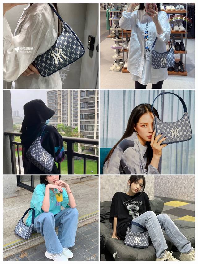 上新 原单高版本 DDD 韩国Mlb洋基队复古老花牛仔满印刺绣腋下包 泫雅同款 复古又休闲 专柜断货王 最近实在是太火了小红书种草无数 DDD 两个颜色都非常经