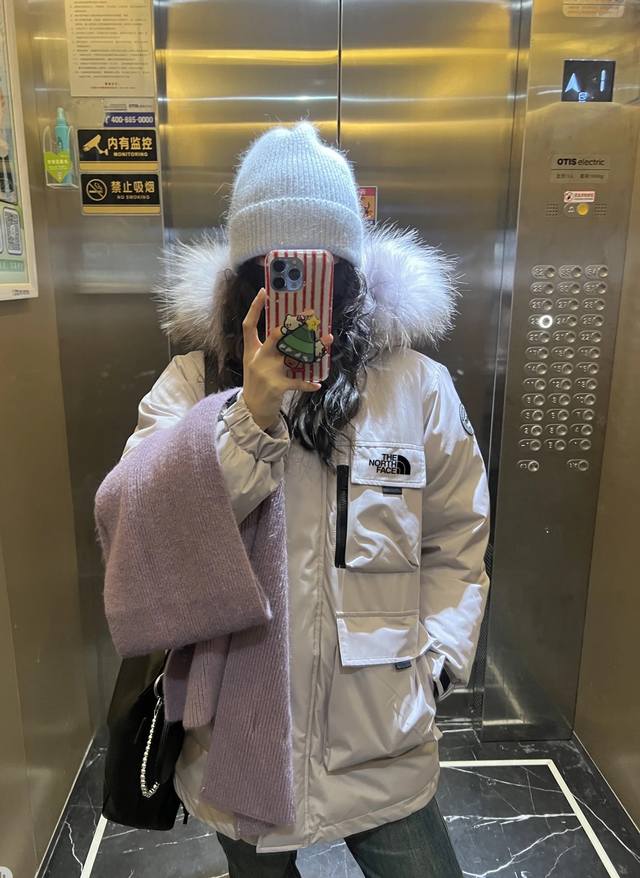 如果不是含绒量％90原地绝经 DDD 大朵90白鸭绒 北面The North Face冰晶紫户外防风三防雪山工装毛领派克羽绒服女秋冬新款宽松90白鸭绒外套 DD