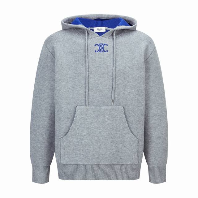 专柜1:1版本 ] DDD 品名: Loewe 罗意威凯旋门提花标识针织连帽羊毛卫衣 DDD 款号：405 DDD 颜色：灰色 DDD 尺码：S-Xl DDD