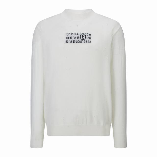 专柜1:1版本 ] DDD 品名：Maison Margiela 马马吉拉破洞针织提花圆领毛衣 DDD 尺码：S-Xl DDD 颜色：灰色 米白色 DDD 款号