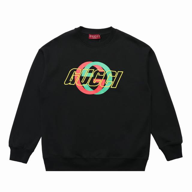 顶级版本] DDD 品名: Gucci 古驰 刺绣Logo休闲圆领卫衣 DDD 尺码：Xs-L DDD 颜色：黑色 杏色 DDD 面料: 定制原版双纱420克高