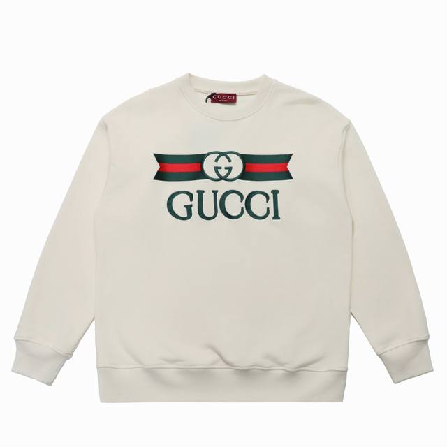 顶级复刻版本] DDD 品名: Gucci 古驰 刺绣Logo休闲圆领卫衣 DDD 尺码：Xs-L DDD 颜色：黑色 杏色 DDD 面料: 定制原版双纱420