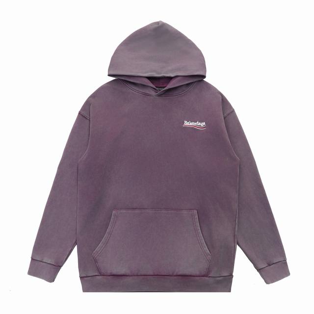 顶级版本] DDD 品名：Balenciaga巴黎世家 可乐波浪刺绣Logo洗水做旧连帽卫衣 DDD 尺码：S-Xl DDD 颜色：蓝色 紫色 DDD 版型: