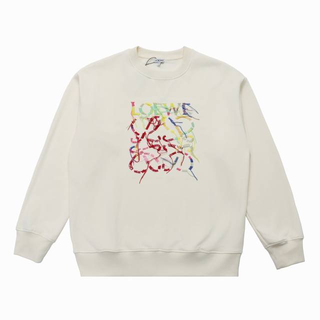 顶级版本] DDD 品名: Loewe 罗意威 新款刺绣Logo标识休闲圆领卫衣 DDD 尺码：Xs-L DDD 颜色：黑色 杏色 DDD 原版定制高克重420