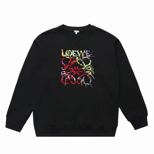 顶级版本] DDD 品名: Loewe 罗意威 新款刺绣Logo标识休闲圆领卫衣 DDD 尺码：Xs-L DDD 颜色：黑色 杏色 DDD 原版定制高克重420