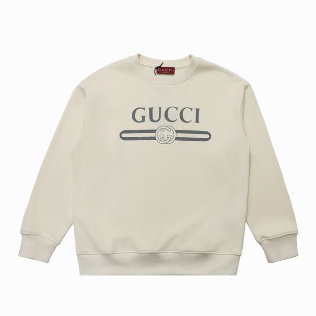 顶级版本] DDD 品名: Gucci 古驰 印花Logo休闲圆领卫衣 DDD 尺码：Xs-L DDD 颜色：黑色 杏色 DDD 面料: 定制原版双纱420克高