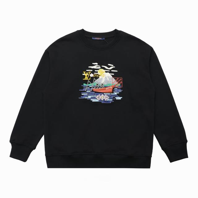 顶级复刻版本] DDD 品名: Louis Vuitton 路易威登 新款刺绣Logo休闲圆领卫衣 DDD 尺码：Xs-L DDD 颜色：黑色 白色 DDD 面