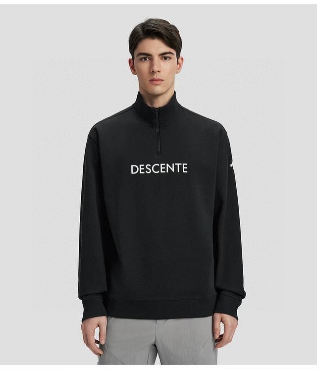 剩余尺码黑色M Xl 2Xl 3Xl 红色M 2Xl 3Xl 顶级版本 区别通货 2025款Descente迪桑特Essential系列男女同款宽松针织套头衫秋