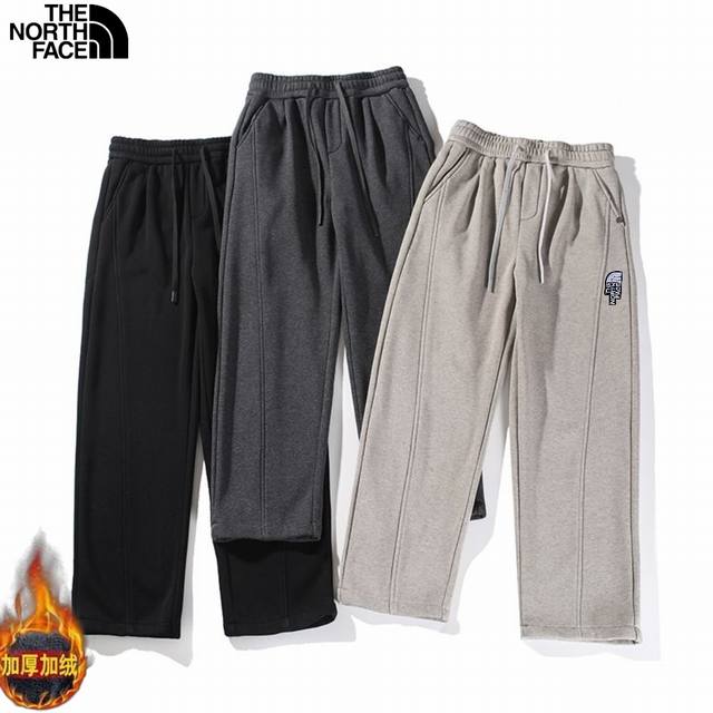 北面The North Face冬季新款，男女同款松紧腰加绒加厚百搭高级感阔腿弯刀裤，男士休闲裤卫裤！ DDD 还是拒绝不了这种显腿长又气质的微喇长裤 DDD
