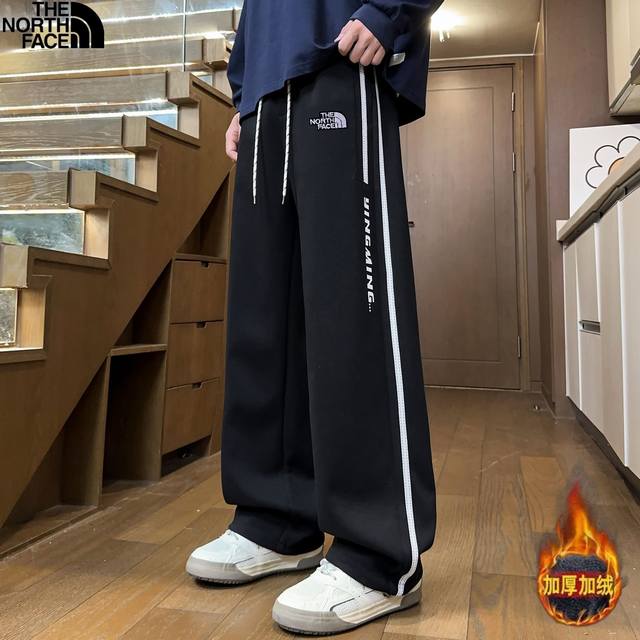 北面The North Face冬季新款，男女同款松紧腰字母印花加绒加厚百搭休闲卫裤，男士直筒裤长裤！ DDD 颜色:黑色，灰色 DDD 尺码:M-4Xl DD