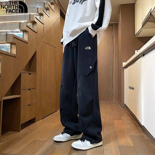 北面The North Face秋季新款，男女同款百搭松紧腰卡尔棉水洗百搭休闲裤，男士休闲裤，显瘦直筒裤长裤卫裤！ DDD 颜色:黑色 DDD 尺码:M-5Xl