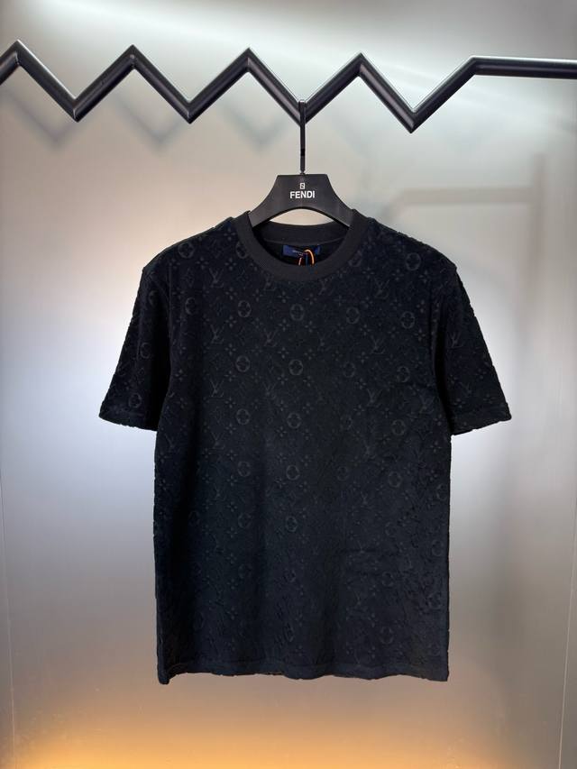 对标专柜★过验版本★Louis Vuitton路易威登Ss26夏季新款压纹毛圈布短袖T恤 DDD 定制臻柔棉混纺毛圈奢绮布 纹理清晰 丰满慵懒 舒适贴肤 以藏蓝