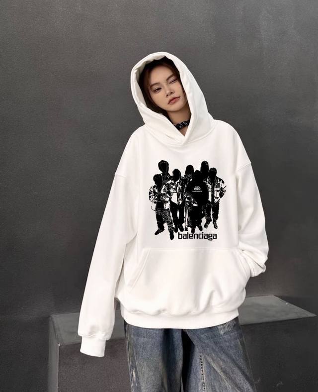 银狐绒加厚 DDD Balenciaga 巴黎世家冬季加绒加厚连帽卫衣 DDD 高端冬季加绒卫衣系列 DDD 甄选530G银狐绒加厚面料 区别市场便宜货200G