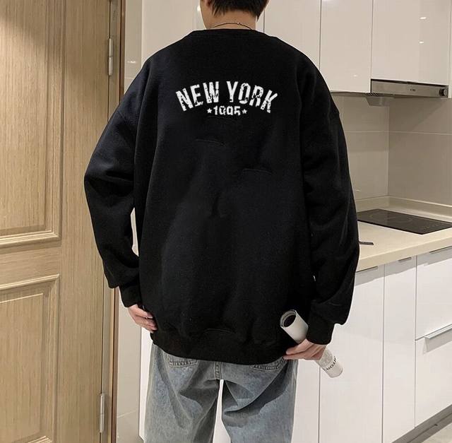 银狐绒加厚 DDD Mlb-Ny 洋基队纽约1995泼墨限定冬季加绒加厚圆领卫衣 DDD 高端冬季加绒卫衣系列 DDD 本款甄选530G银狐绒加厚面料 区别市场