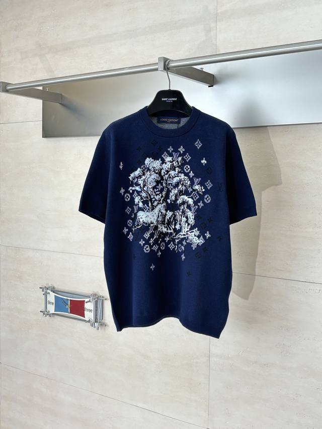 Lv 路易 Ss26 马年限定嵌花针织短袖T恤 DDD Size：S M L Xl DDD