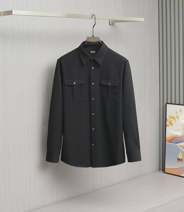 新品Ez家男士商务休闲羊毛混纺提花免烫长袖衬衫，香港洋行渠道货，纯正血统品质，高端意大利出品，25年F W秋冬新款，经典王牌系列！！ DDD Ez家的单品真谛在