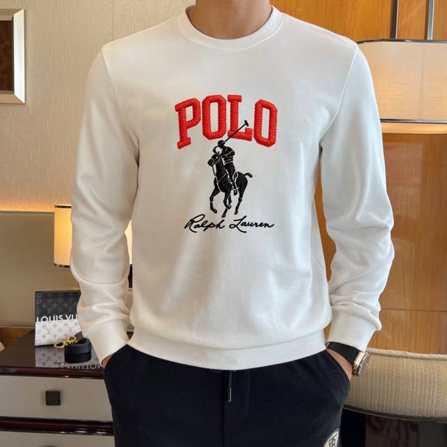 年后 直 品牌: Polo保罗 胖子福音 2025Ss秋冬款最新款长袖圆领卫衣，官网同步发售 清爽透气 采用顶极天丝罗马 舒适柔软 3D立体清晰 时尚感超好 送