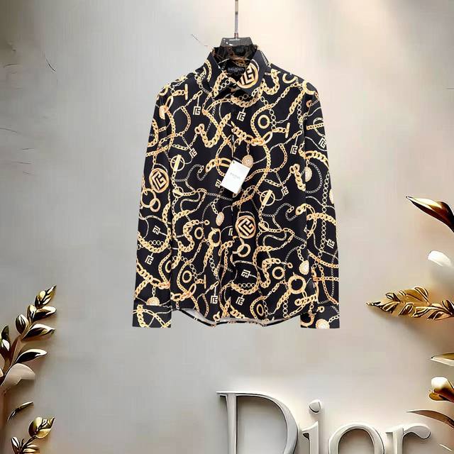 支持退换到明年. 入秋爆款， 巴尔曼 高端品质. 2025专柜最新爆款衬衫出货 巴黎专柜同步发售！精选意大利进口定制精棉衬衣面料搭配最新款，胸前的精致品牌刺绣设