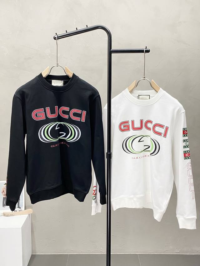 年后售后 。Gucci古驰独家专供新款原单男士休闲卫衣 高端定制 高版本 时尚百搭爆款原版进口面料 领口衣摆 Logo图案设计 手感超柔软细腻 穿着亲肤舒适 高